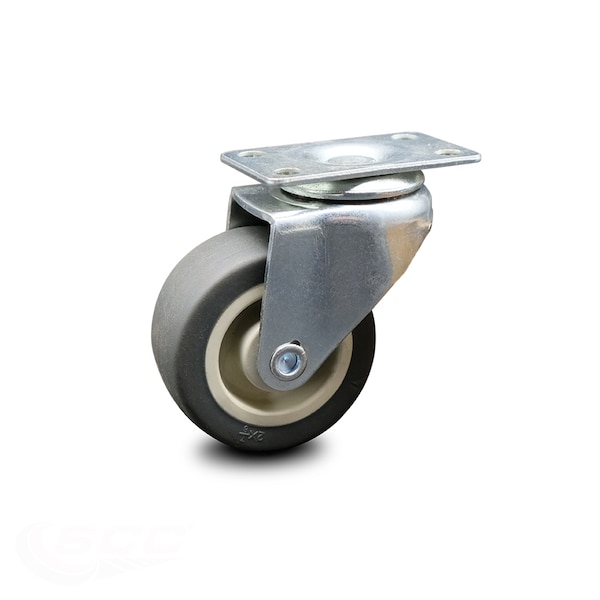 2 Inch Swivel Caster with Non-Marking Floor Safe Gray Thermoplastic Rubber Wheel